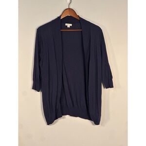Merona - Solid Navy Blue Women's Cardigan Sweater with 3/4 sleeve; size XL